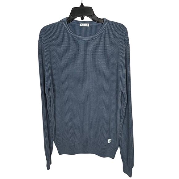 Katin Men's 100% Cotton Blue Ribbed Knit Crew Neck Pull Over Sweater Size Medium - Picture 1 of 9